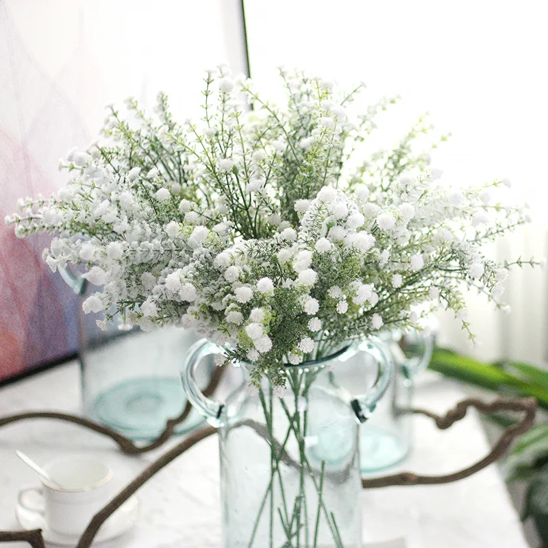 Frosted Bush Artificial Baby's Breath Silk Flower, White Dried , Preserve Floral Plant, Wedding Backdrop, Floral Fillers, 1Pc