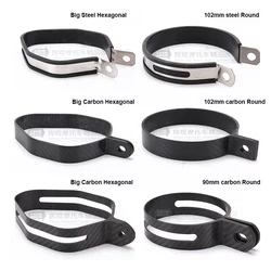 Edelstahl & Carbon Feiner Motorrad Auspuff clamp schalldämpfer Unterstützung Halterung Clamp Strap Hexagonal und Runde