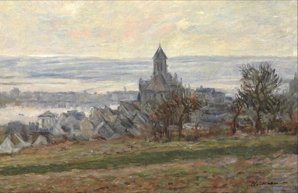 High quality Oil painting Canvas Reproductions The Church of Vetheuil (1881) By Claude Monet hand painted