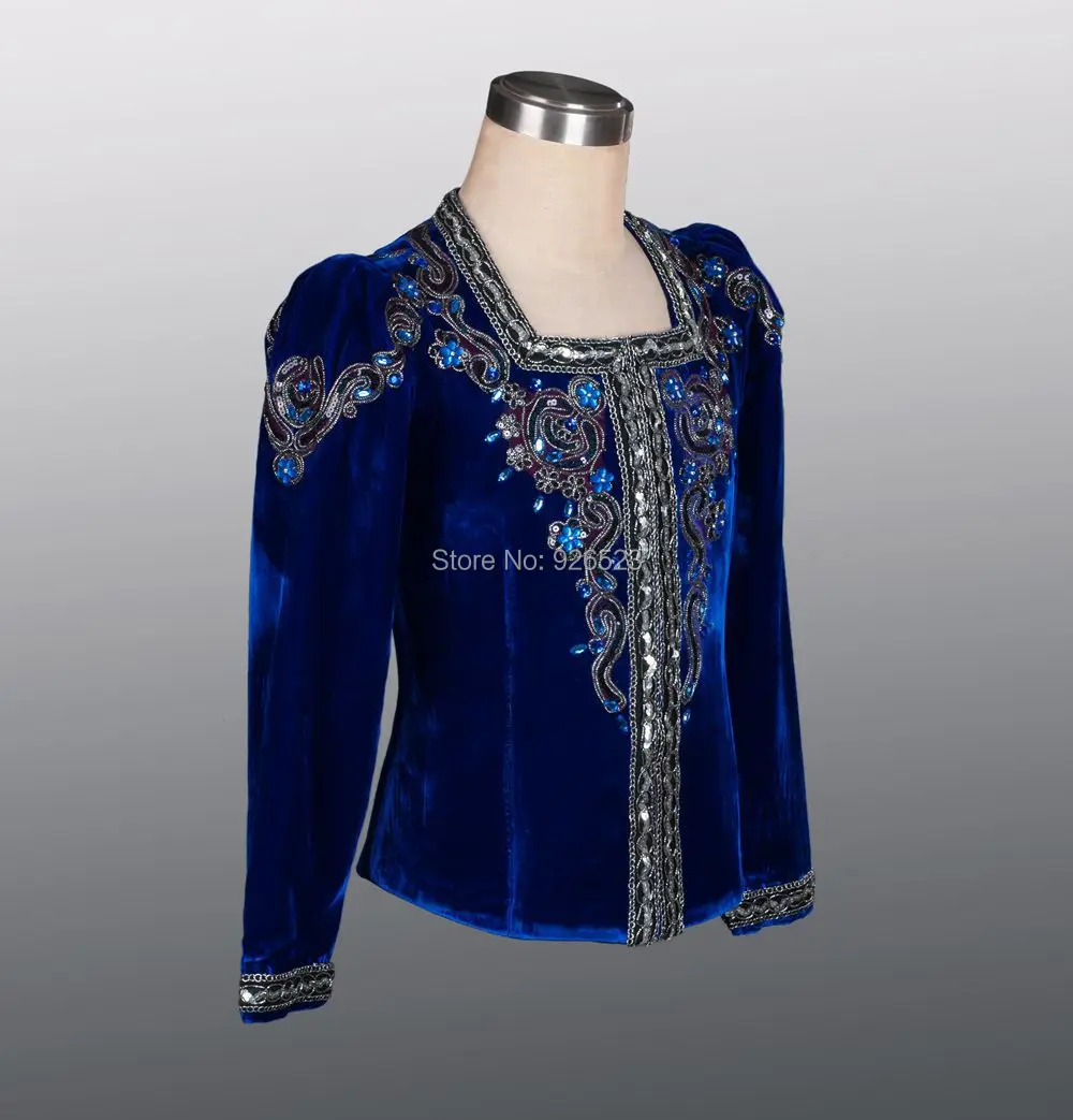 Navy BLue Velvet Custom Made Giselle Albrecht Mens Stage Professional Ballet Costumes Jacket for boy Ballerinas BT791