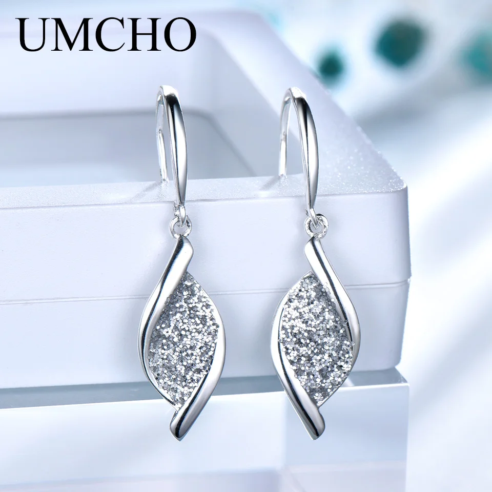 UMCHO Elegant 925 Silver Sequin Women Drop Earrings for Anniversary Party Gifts Fine Jewelry Decorations