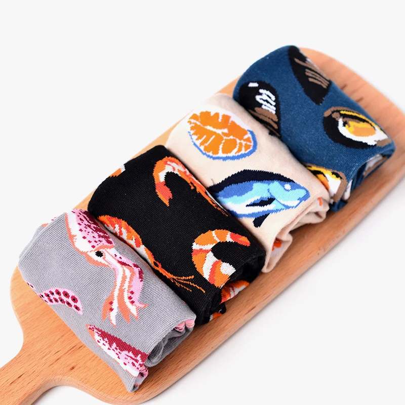 COCOTEKK Original 11 Colors Men's Fashion Dress Socks Cotton Colorful Wedding Mens Socks Novelty Plant Sea Animal Patterned Soks