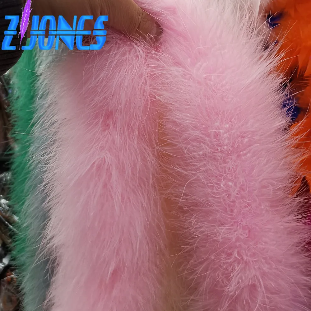 New Arrival Thicker 2 Meters 40g Fancy Soft Dyed Multicolored Turkey Feather Boa Marabou Feathers Scarf Clothing Wedding  Deco