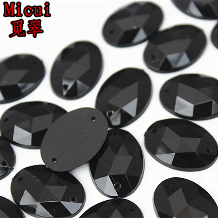 Micui 50PCS 13*18mm Oval Acrylic Rhinestones Crystal Flat Back Beads Sew On Stones For Clothing Craft Decoration MC254