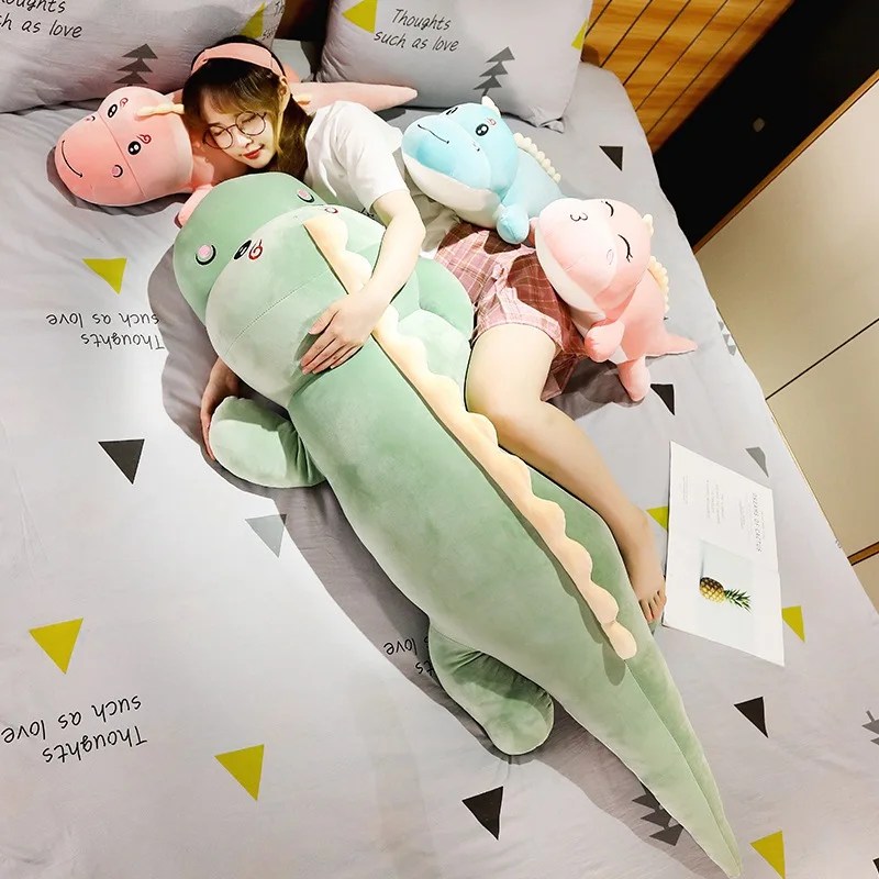 New Big Size Long Lovely Dinosaur Plush Toy Soft Cartoon Animal Dinosaur Stuffed Doll Boyfriend Pillow Kids Girl Birthday Gift