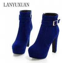 2017 Winter Boots Botas Mujer New Round Toe Buckle Boots For Women Sexy Ankle Heels Fashion Winter Shoes Casual Zip Snow Sx-13