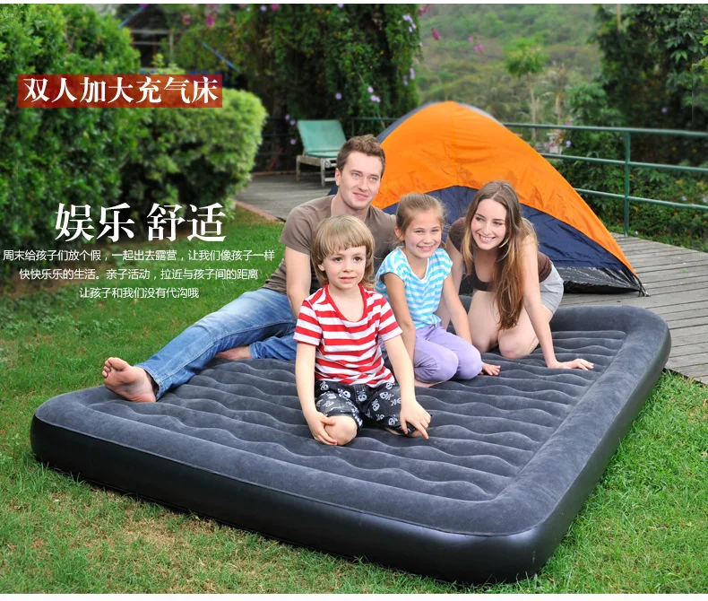 Flocking Comfortable Inflatable Air Bed Portable Air Mattress Eco-friendly Outdoor Camping Wholesale