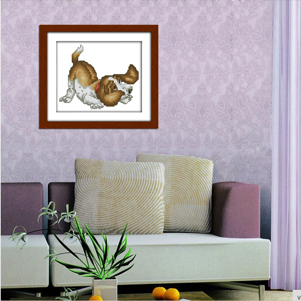 Joy Sunday Basset Hound Patterns Cross Stitch Kit Animal 14ct 11ct Printed or Counted Stitching Embroidery Handmade Needlework