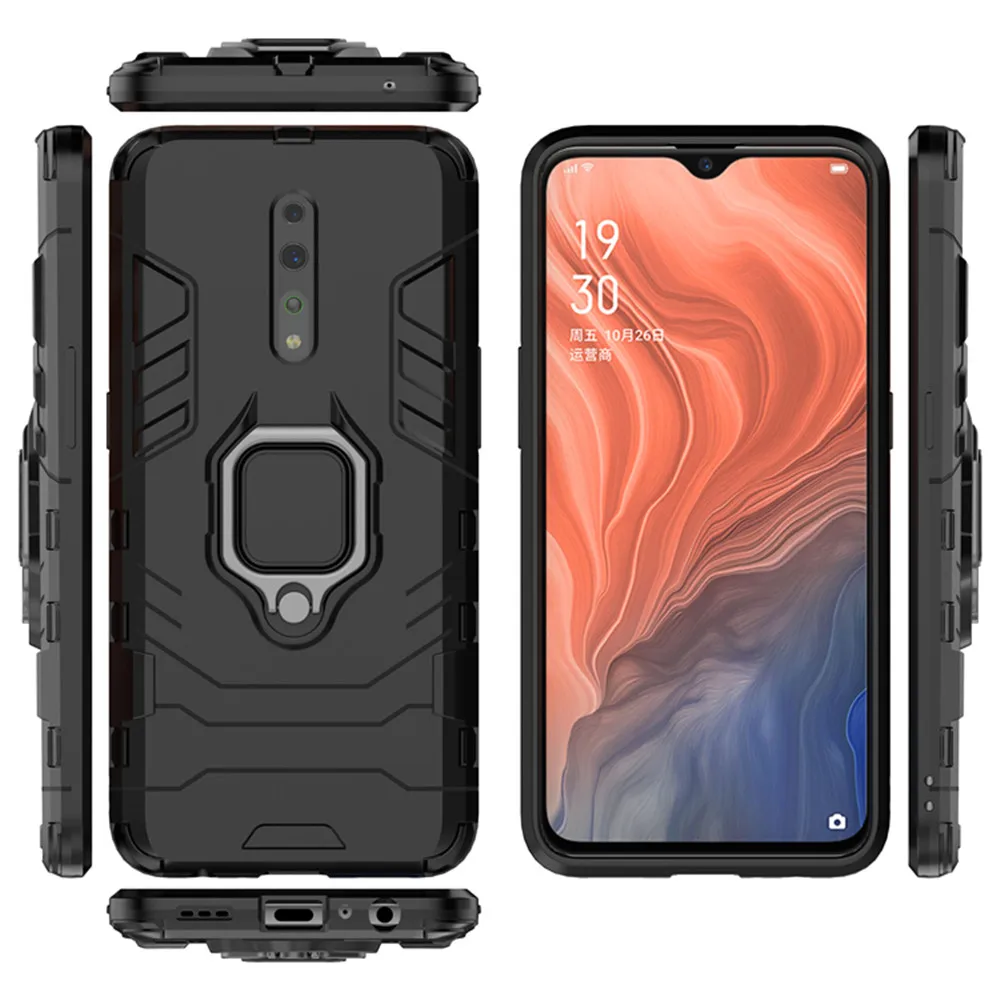 For OPPO Reno Z Case 6.4 inch Luxury Ring Back Cover Stand Armor ShockProof Case For Oppo RenoZ PCDM10 PCDT10 CPH1979 Phone Case