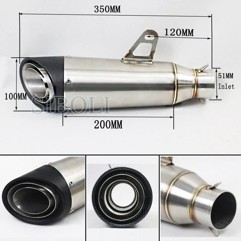 51mm New Arrival Universal Motorcycle Exhaust Muffler Modified Pipe Scooter Racing Exhaust For Yamaha R1 R3 CB600 Z900 SC030