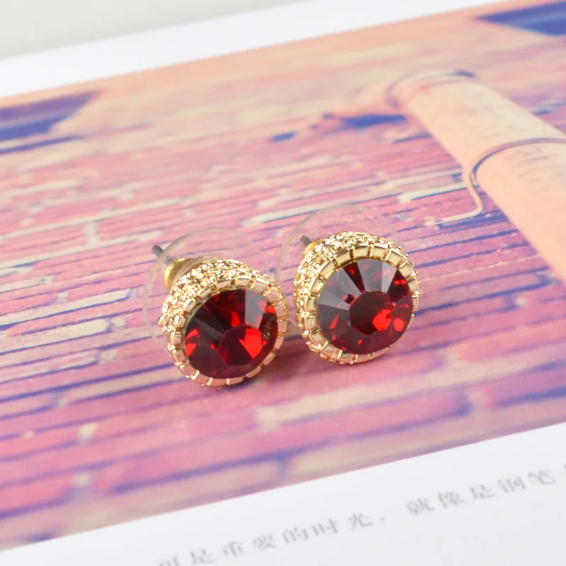 Carvejewl simple stud earrings beaded cup crystal rhinestone new fashion stud earrings for women girl jewelry Korean earrings