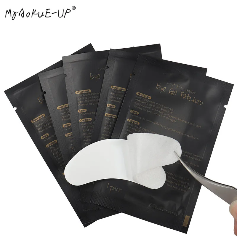 Paquete de parches de Gel para extensión de pestañas, almohadillas para debajo de los ojos, parches de papel de pestañas puntas de herramientas de maquillaje adhesivo, color negro, 50 pares