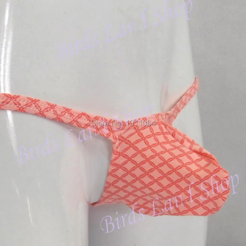 

Mens Pouch Thong Bulge Enhancer Low Rise T Back G403C orange plaid prints