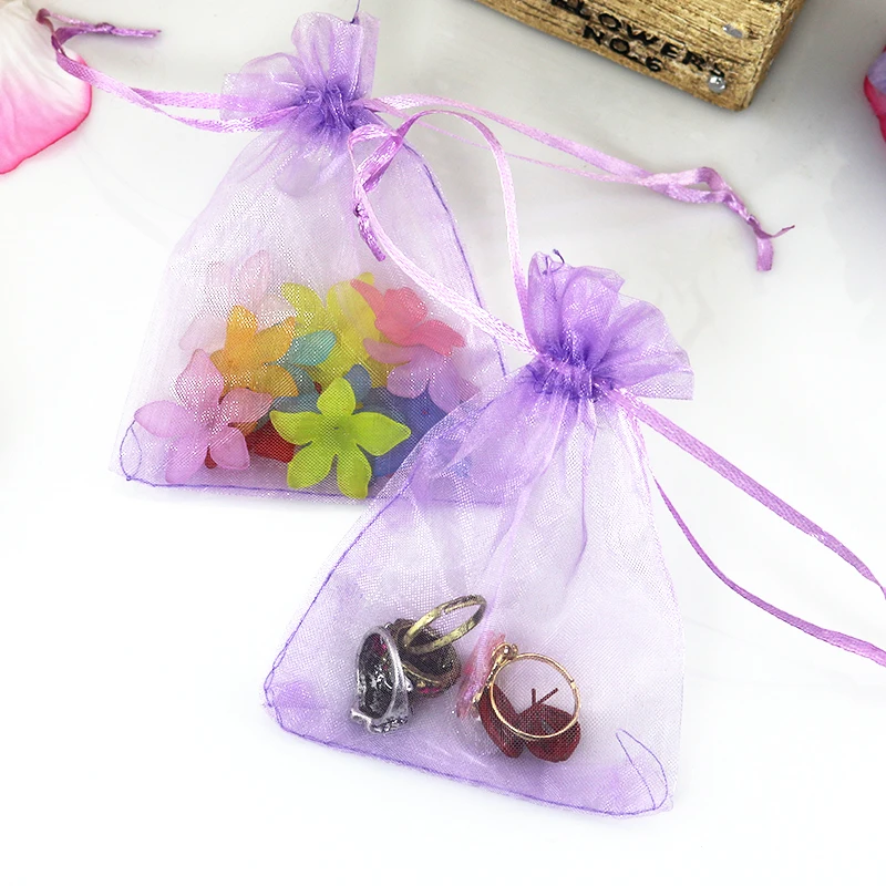 Free Shipping 1000pcs/lot Orchid Organza Bag 7x9cm Small Drawstring Gift Bag Favor Charms Jewelry Packaging Bags Organza Pouches