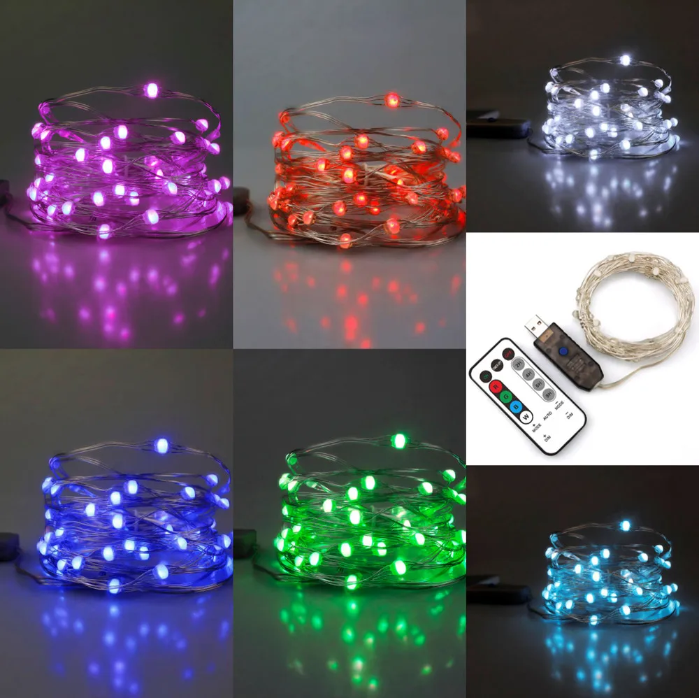 IP67 Wireless Remote USB RGB Copper String Lights Outdoor Light String For Christmas Wedding Party Garden Stage Decorative Light