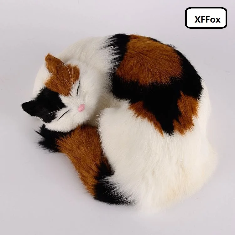 new real life colourful cat model plastic&furs sleeping cat doll gift about 25x20x11cmxf1389