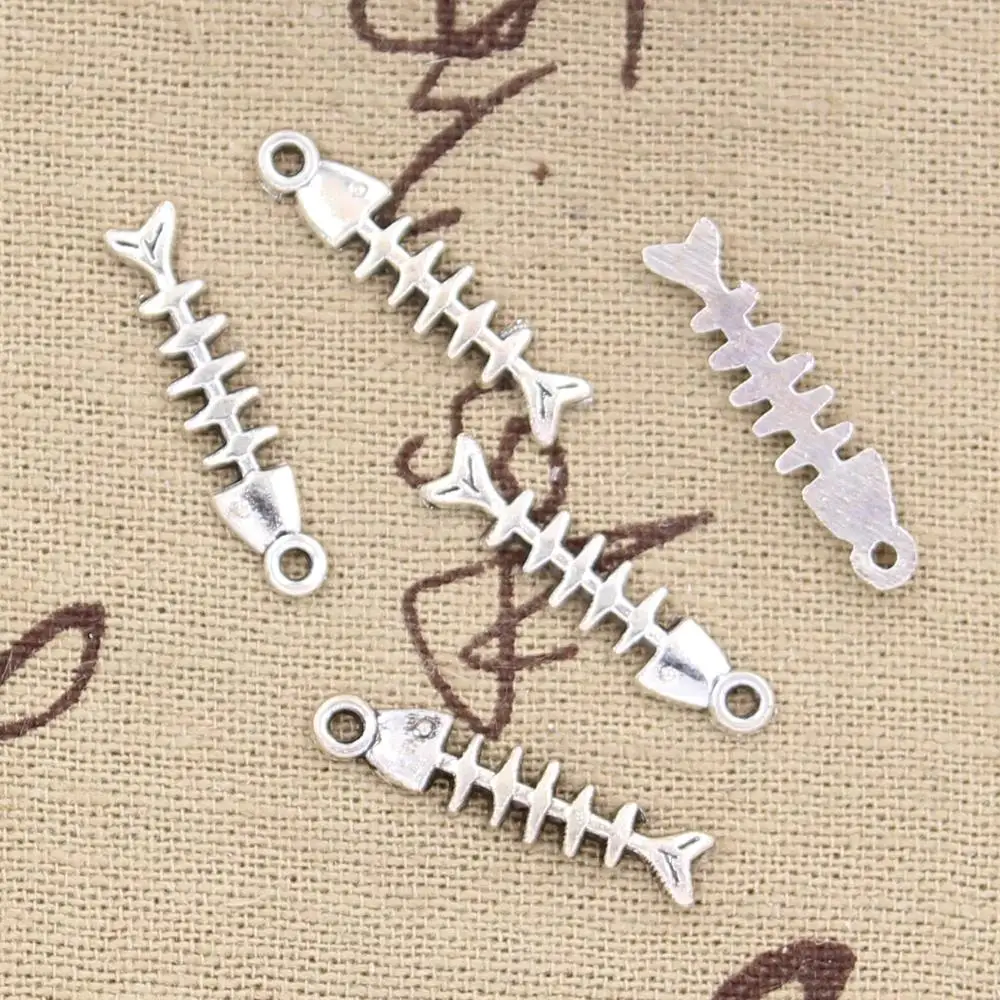 30pcs Charms Fish Bone 23x5mm Antique Making Pendant fit,Vintage Tibetan Silver color,DIY Handmade Jewelry