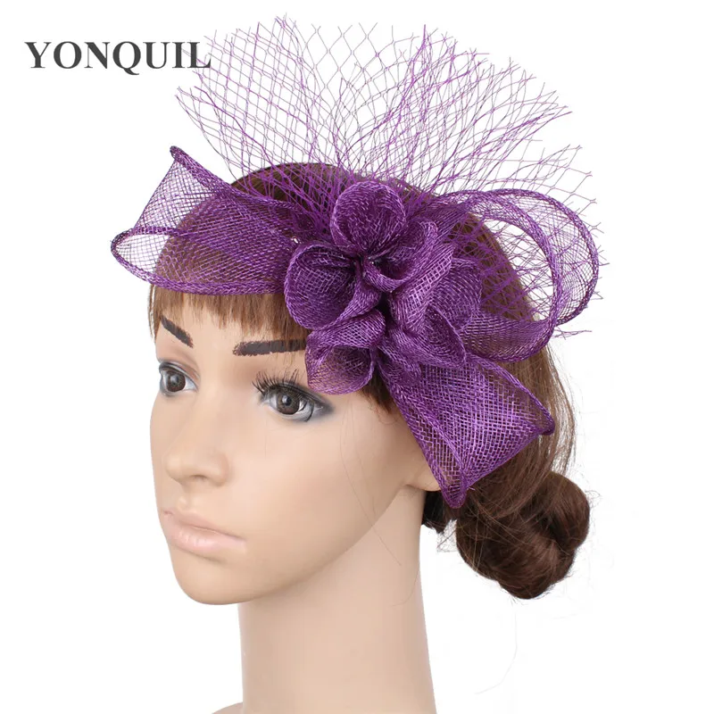 Elegant Women Lady Hair Accessories Veils Fascinators Sinamay Headwear Ladies Church Wedding Race Headdress Party Event Vintage