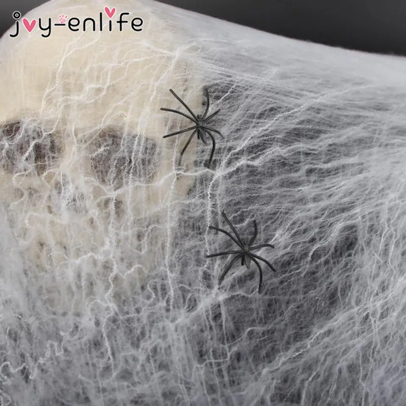 JOY-ENLIFE Halloween Scary Party Scene Props White Stretchy Cobweb Spider Web Horror Halloween Decoration For Bar Haunted House