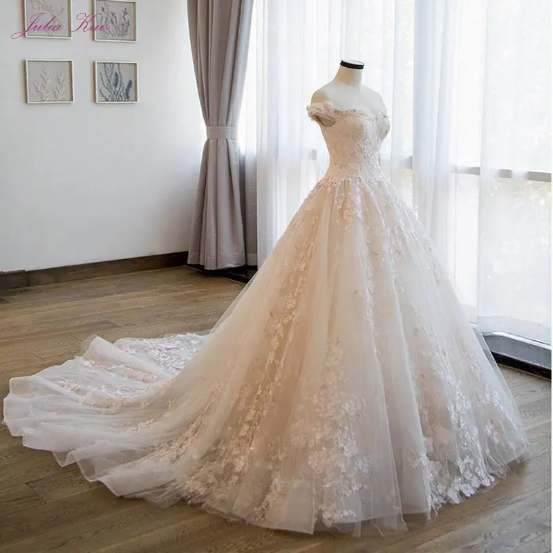 Julia Kui Real Photos Vintage A-line Wedding Dress Off The Shoulder Bridal Gown Robe De Mariage Vestido De Novia Custom Made