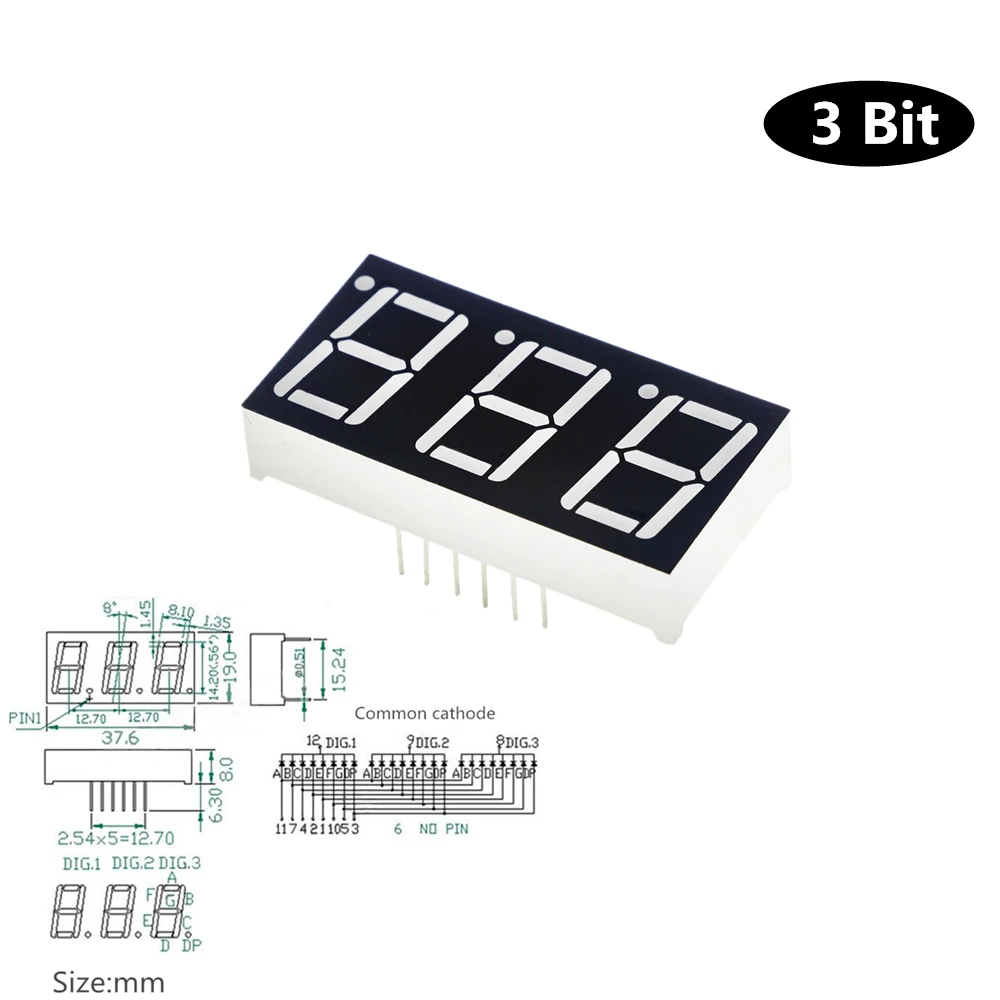 10PCS 0.56inch LED Display 7 Segment 1 Bit/2 Bit/3 Bit/4 Bit Digit Tube Red Common Cathode / Anode Digital 0.56 inch Led 8*8 Led