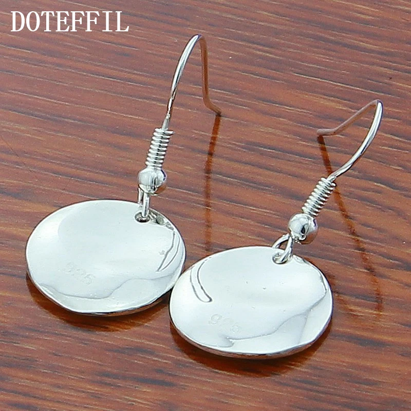 DOTEFFIL 925 เงินสเตอร์ลิงเรียบBumpรอบDropต่างหูสำหรับหมั้นผู้หญิงแฟชั่นPartyเครื่องประดับCharm