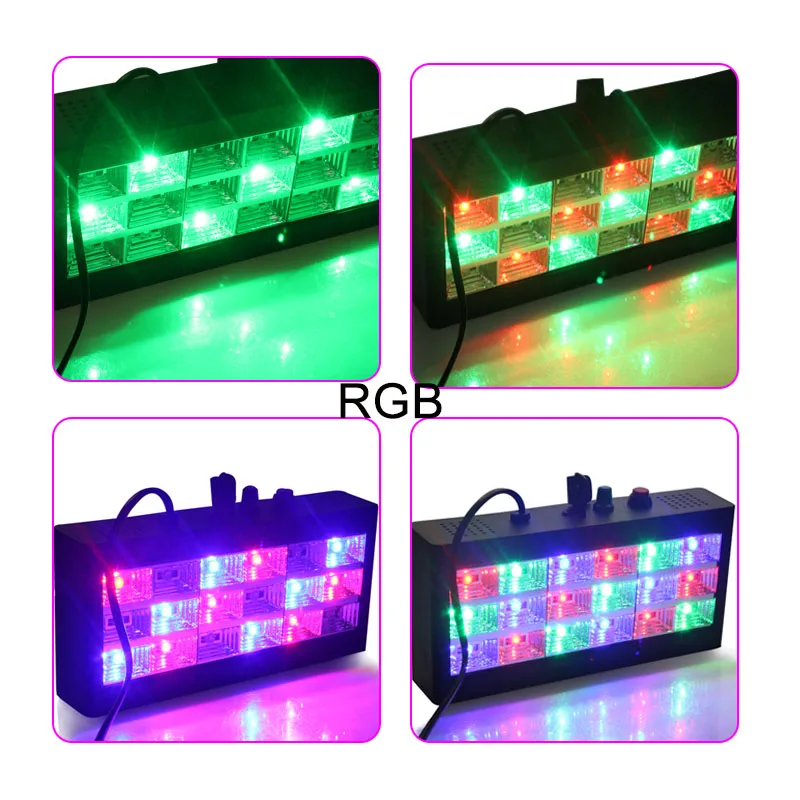 Sound music control 18W RGB Led stage Effect lighting DJ party show strobe Disco light 220V AC 110V Laser Projector Club Bar