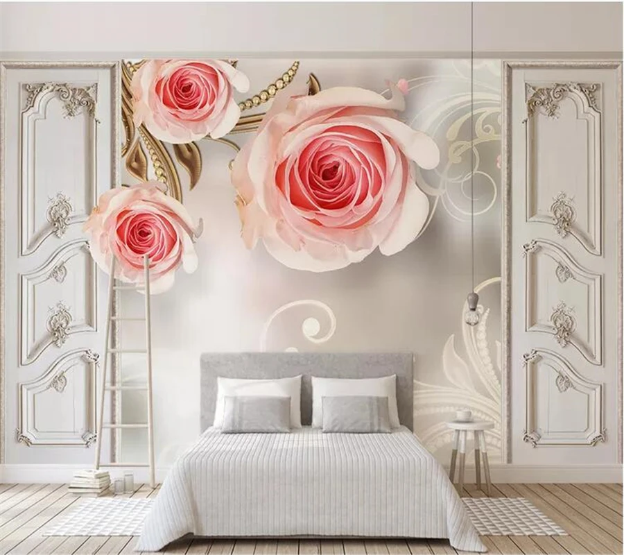 

wellyu Custom wallpaper 3D modern minimalist rose pattern TV background wall wallpapers for living room papel pintado tapeta