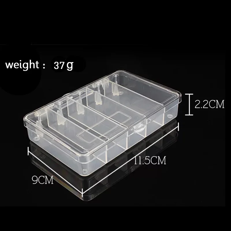 Multifunctional Organized 11.5*7*2.2cm with 5 Slots Compartments Transparent Visible Plastic Fishing Lure Box Fishing Tackle box