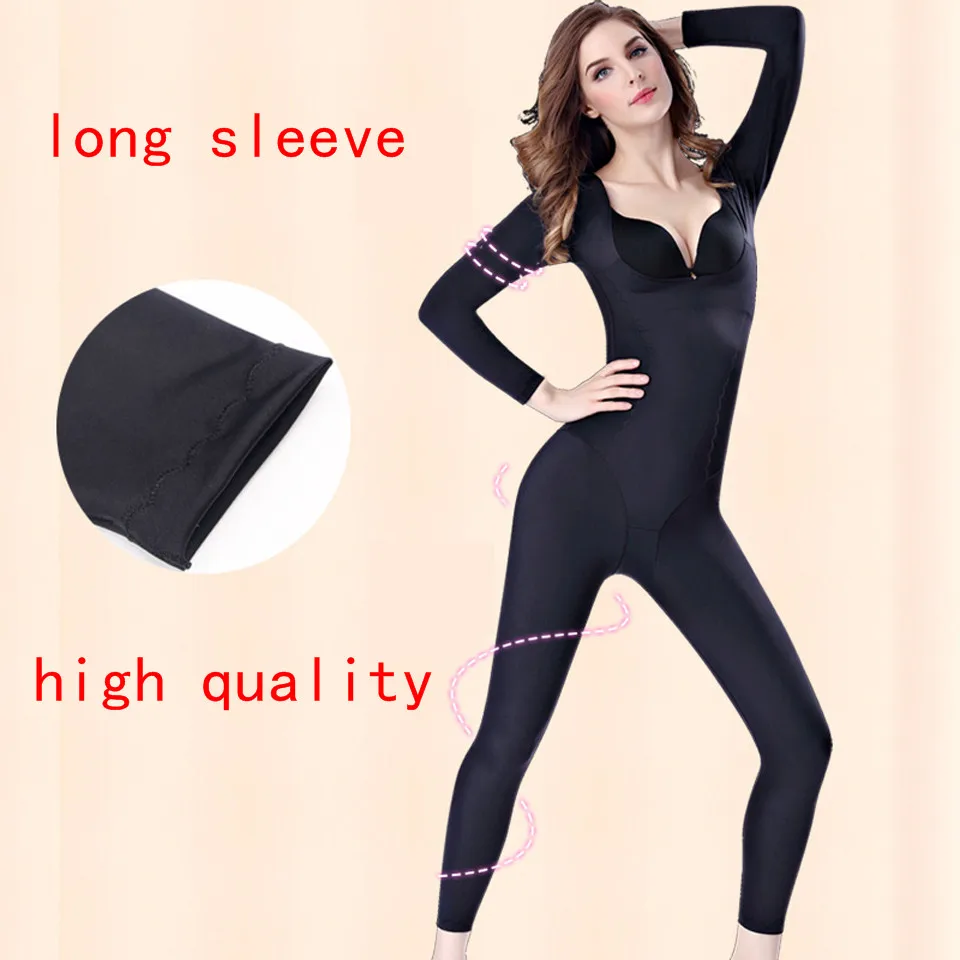 Figurformende Unterwäsche für Damen aus Spandex mit langen Ärmeln, Unterbrust-Shapewear in Übergrößen, schlankmachende Unterwäsche – Detail 3