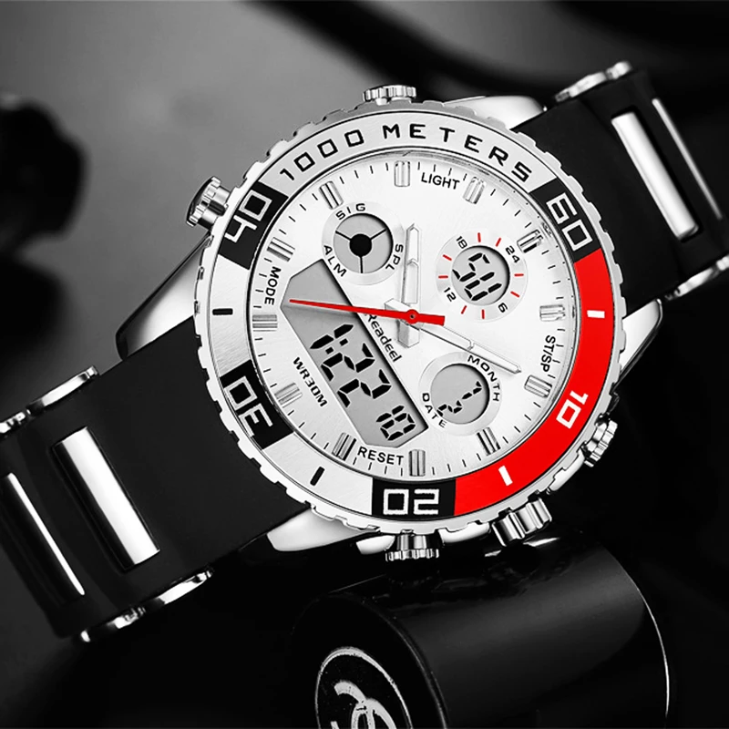 Degli uomini di Sport Orologi Impermeabile Mens Militare Orologio Al Quarzo Digitale di Allarme Cronometro Dual Time Zone Brand New relógios