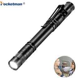 Torche à stylo LED alimentée par 2AAA 24.com, lampe de poche de poche, clip de poche portable pour un spécialiste tel qu'un médecin, un mécanicien
