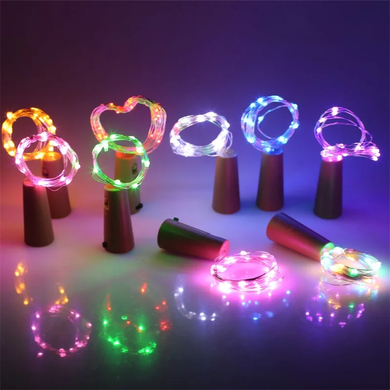 1m 2 3m 10 20 30 led cortiça em forma de prata fio de cobre corda luz de fadas garrafa de vinho para o ofício de vidro decoração de festa de natal