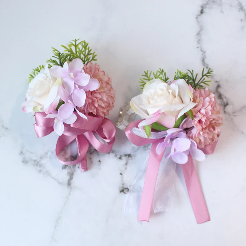 YO CHO – ensemble de Corsage et boutonnière pour marié, broches de mariage, boutonnière de poignet de mariée, Bracelet à fleurs, décor de fête