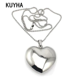 316L Stainless Steel Necklaces for Women Engravable Custom Logo/Name Necklace 40 x 40MM Silver Color Heart Pendant