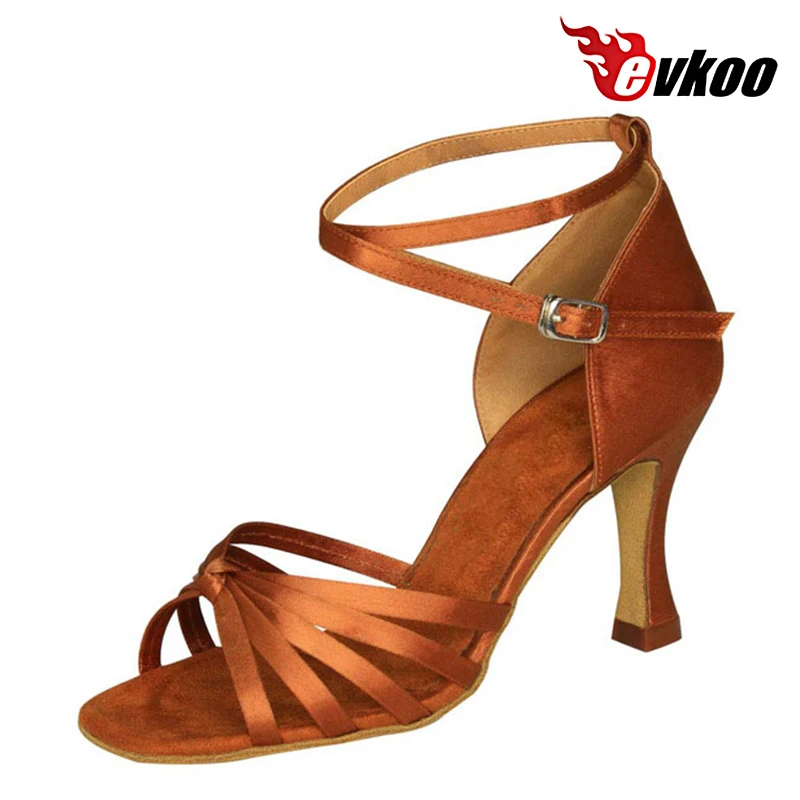 Evkoodance Woman Satin Latin Tango Salsa Dance Shoes 7cm Heel Customize Color Latin Ballroom Dance Shoes Free Shipping Evkoo-029