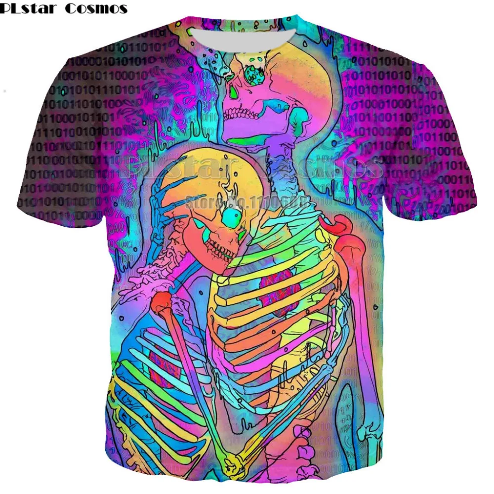 PLstar Cosmos t shirt uomo donna 3d stampato colorato Trippy estate top abiti di moda hip hop stampato elefano psichedelico Tees