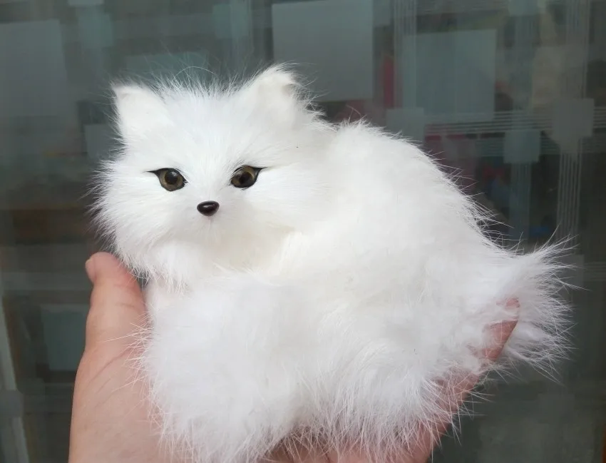 

Simulation white fox polyethylene&furs fox model funny gift about 13*12*9.5CM