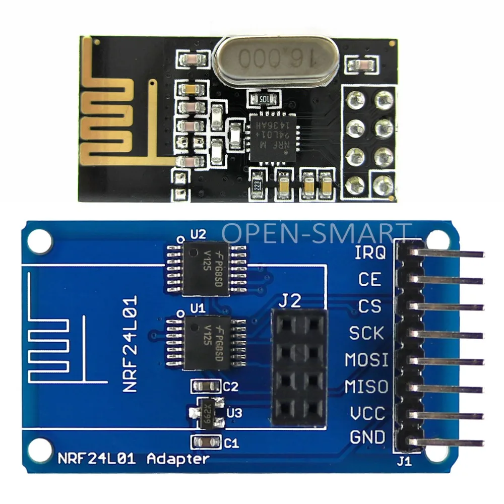 OPEN-SMART NRF24L01 2.4GHz Wireless Transceiver Module + Adapter Module 3.3V / 5V Compatible for Arduino