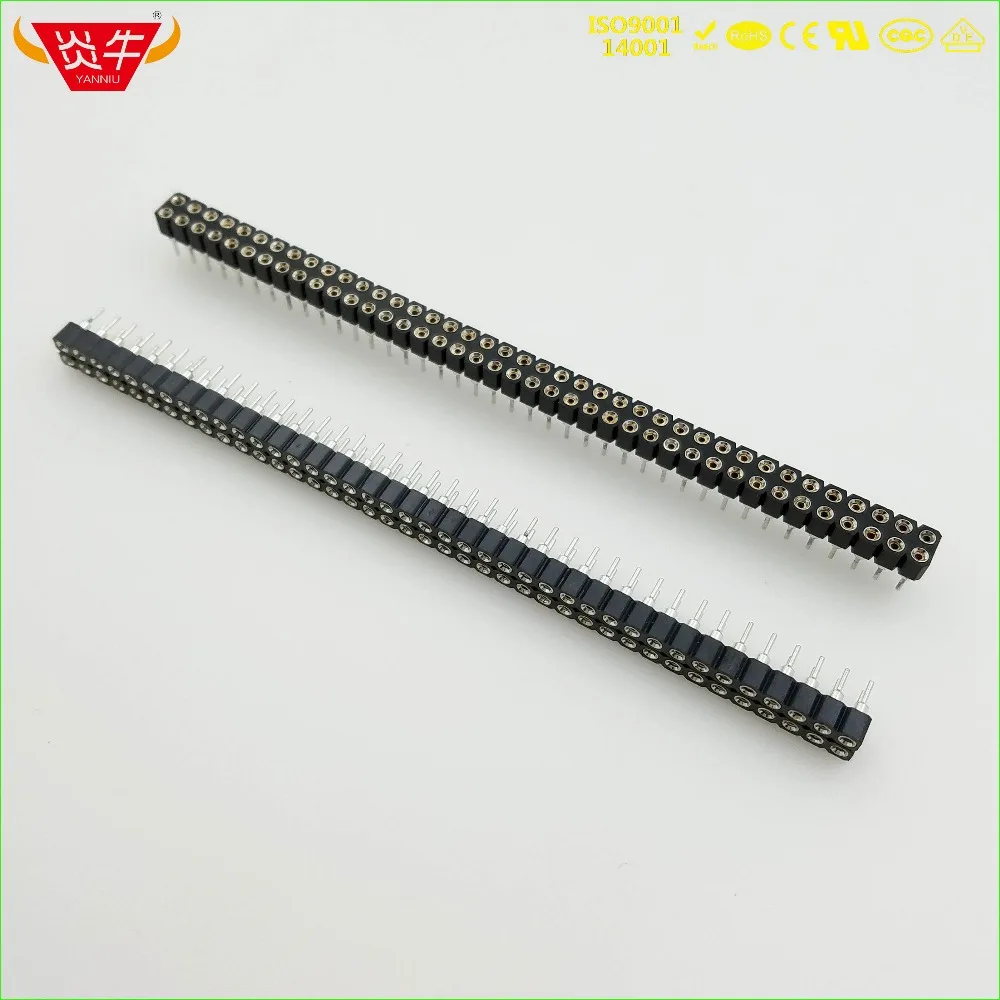 Imagem -02 - Conector de Tira Fêmea 2x40p Passo de 2.54 mm 80 Pinos Fileira Dupla Orifício Redondo Suporta Altas Temperaturas Banhado a Ouro 3au Yanyu