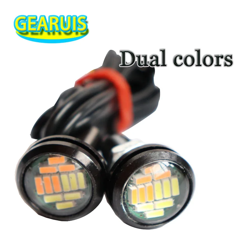

New DRL LED 23mm 12 SMD 4014 White to Amber Dual color Eagle Eye Light Daytime Running Light Turn signal light Car Styling 12V