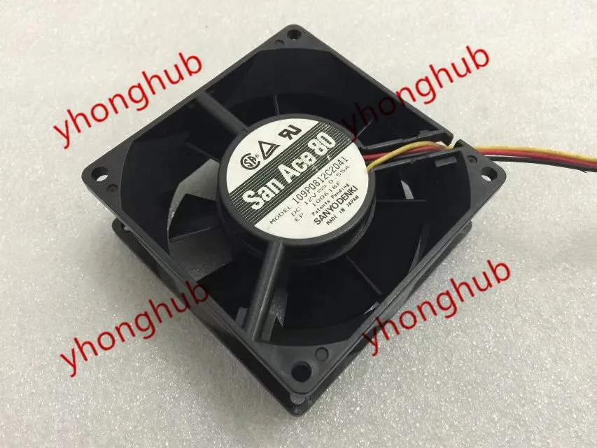 SANYO DENKI 109P0812C2041 DC 12V 0.55A 3-Wire 80x80x32mm Server Cooling Fan