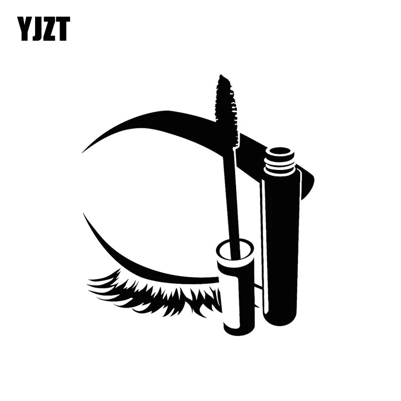 YJZT 12.2*13.7CM Make-up Eyelash Cute Smart Girl Decal Black/Silver Popular Artistical Style Car Sticker Vinyl  C20-1146