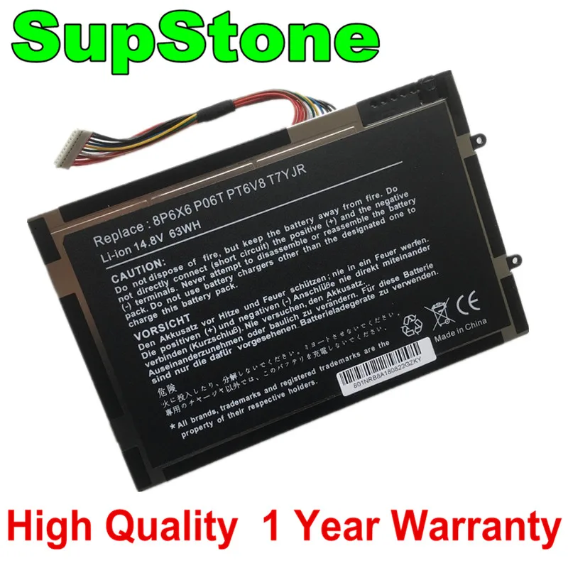 

SupStone New 63Wh 8P6X6 P06T PT6V8 T7YJR Laptop Battery For Dell Alienware M11x M14x R1 R2 R3 0DKK25 312-0984 P18G KR08P6X6