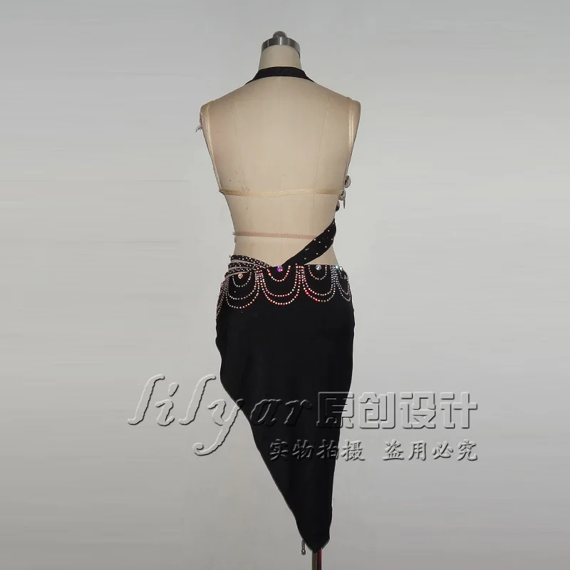 New Belly Dance Costume competition costume performance clothes inspire black sequins tassels can be customized