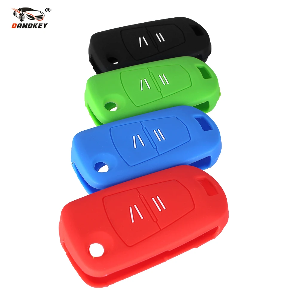 DANDKEY 50pcs/lot 2 Buttons Silicone Key Cover Fob Case for Opel Corsa Astra Flip Folding Car Key Shell No Logo