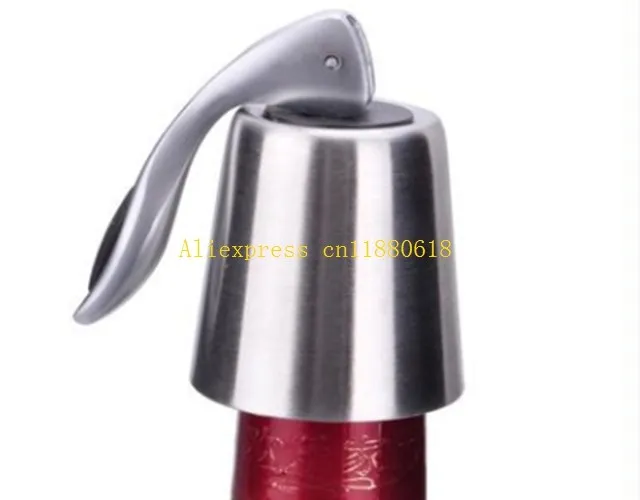 500pcs/lot Free Shipping Wholesale Stainless Steel Sealed Red Wine Bottle Spout Liquor Flow Stopper Pour Cap