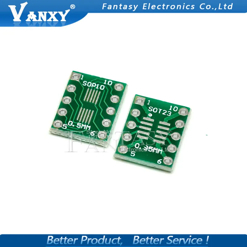 Carte de transfert de PCB, adaptateur de pas DIP Pin Board, SOT23 MSOP10 SOP-10 UMAX à DIP10, 10 pièces