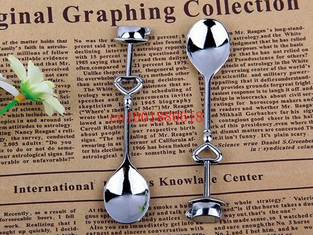 100pcs/lot=50Pairs/lot Wholesale Double Heart Coffee Spoons Wedding Party favors and gifts With Retail box Free Shipping