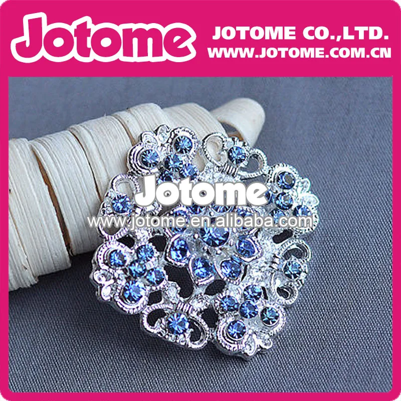 

Hot Sale Dark Blue Rhinestone Silver Alloy Crystal Brooch Flower Shape Petal Fashion New Style Pin